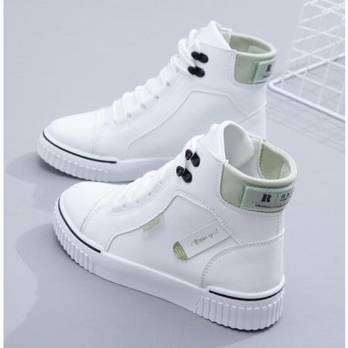 Spring And Autumn New Womens Shoes High Top Shoes All-Match White Shoes Non-Slip Sports Shoes Comfortable Casual Single Shoes