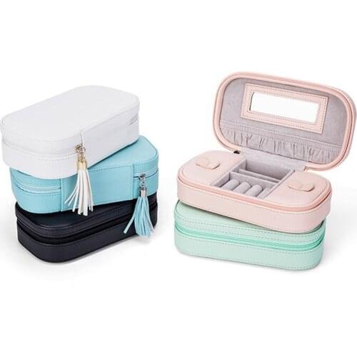 New style Jewelry Box Portable Storage Organizer Zipper Portable Women Display Travel Case earrings necklace rings
