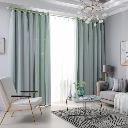 100x250cm Eyelets Modern Cortinas Window Curtain Double-Layer Yarn Tulle Overlay Hollow-Out Stars Solid Europe Curtain Drapes