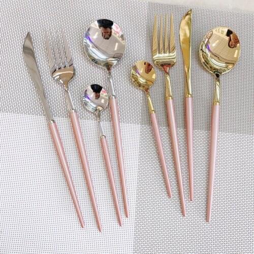 4PCS Stainless steel knife fork spoon Portuguese knife fork Nordic style fork hotel supplies western restaurant spoon
