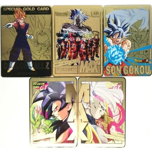 5pcs/set Super Dragon Ball Z Metal Gold Card Heroes Battle Ultra Instinct Goku Vegeta Game Collection Cards