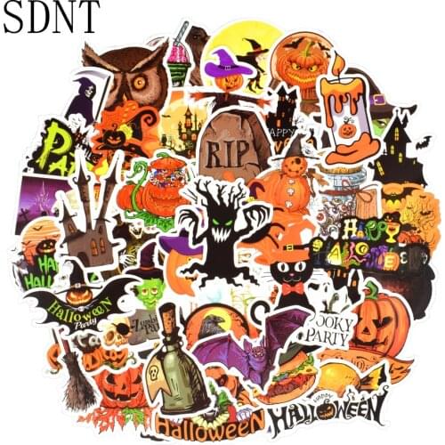 50 PCS Halloween Sticker for Kids Pumpkin Midnight Castle Rave Party Funny Anime Decal Stickers DIY Laptop Scrapbook Car Sticker