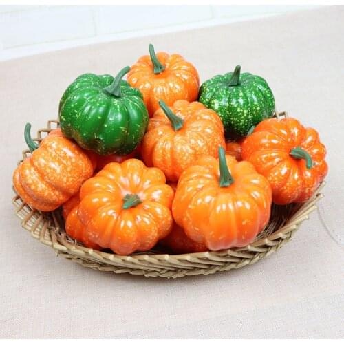 10Pcs Simulated Pumpkin 8.5Cm Fake Pumpkin Foam Decoration Props Halloween Decorations Fake Vegetables New Style 2 Colors Green