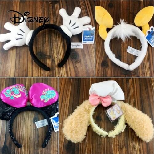 Disney 3D Headband Accessories Mickey Mouse Donald Duck Cartoon Stereo Hair Buckle Plush Hair Bands Girls Party Birthday Gifts
