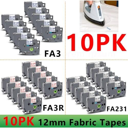 Ecowell 3pcs Fabric Iron on label tape TZe-FA4 18mm TZe FA4 TZeFA4 label cassette Blue on White for Brother P-Touch label maker
