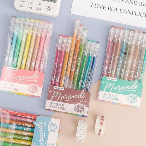 Morandi Gel Pens Multi Kawaii Ballpoint Glitter Pen Set Cute Highlighter Office &School Writing Drawing Art Supplies Stationery