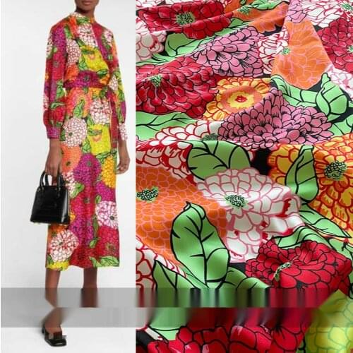 Hydrangea Digital Printing Twill fabric 100% Polyester G Brand New Haute Couture Sewing Fabric for Dress Shirt Scarf Head Scarf