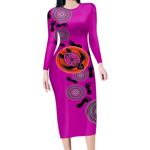 HYCOOL Sea Turtle Vintage Long Sleeve Vestidos Business Party Bodycon Office Women Dress Long Elegant Party Prom Cheap Wholesale