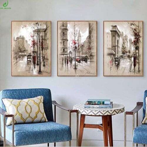 JHLJIAJUN Canvas Painting Nordic London Street Retro Wall Art Print And Poster Modern Minimalist Study Living Room Home Decor