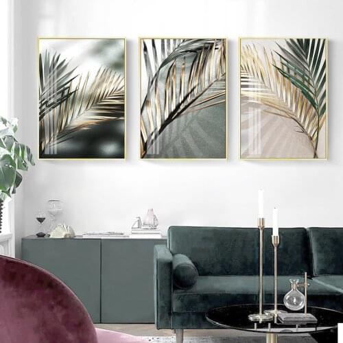Golden Palm Leaf Plant Canvas Painting Botanical Nordic Wall Art Poster Print Scandinavian Decoration Picture Artwork Home Decor