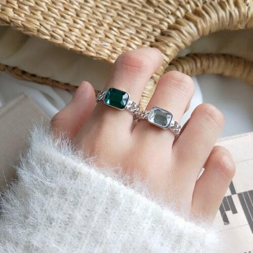 Elegant Quality 925 Rings Adjustable Vintage Fashion Zircon Twist Geometric Ring 925 Sterling Silver Ring for Women