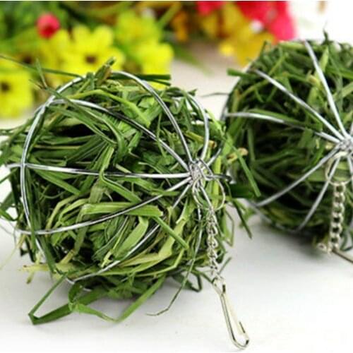 Stainless Steel Round Sphere Feed Dispense Exercise Hanging Hay Ball Guinea Pig Hamster Rabbit Pet Toy U3