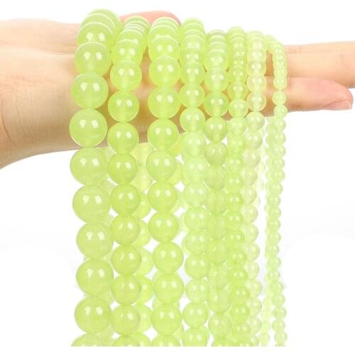 Natural Stone Grape Green Chalcedony Jade Round Loose Spacer Bead For Jewelry Making DIY Bracelet Charm Accessorie 4/6/8/10/12MM