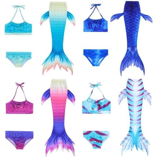 Summer Girl Mermaid Swimsuit Kids Beach Swimming 3 Pc Sets Children Baby Girl Halloween Carnival Pool Party Bathing Clothing