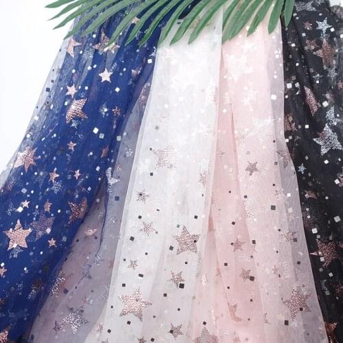 Square Glitter Star Sequined Mesh Fabric High Quanlity Skirt Clothing Wedding Decorating Materials DIY Handcraft Sewing Supplies