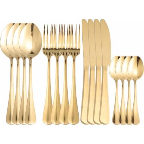 16Pcs Glossy Stainless Steel Cutlery Tableware Set Dinnerware Dinner Birthday Flatware Set Forks Knives Spoons Set Silverware