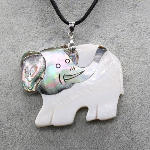 Natural Shell Necklace With Elephant-Shaped Pendant Leather Cord 2MM Charms For Elegant Women Love Romantic Gift