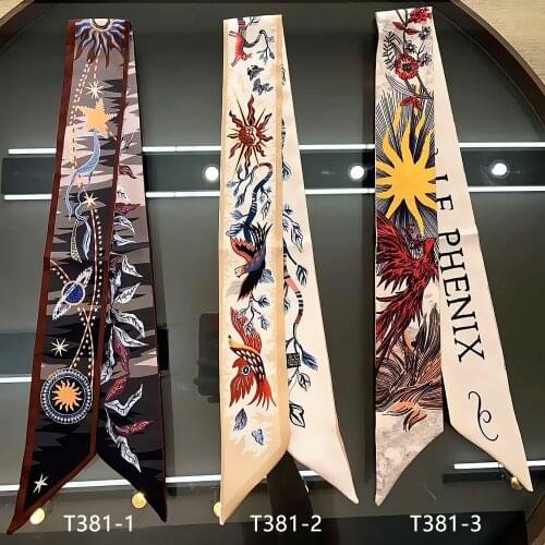 2020 Europe and the United States new flowers and birds plants flowers small scarf binding bag handle Ribbon Hair Band wholesale