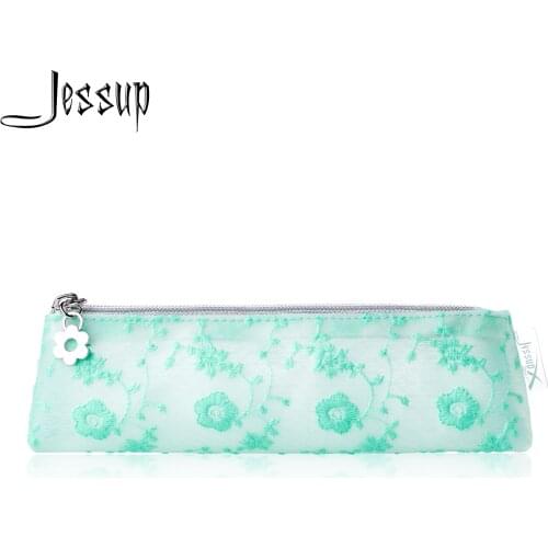 New Jessup Turquoise Cosmetics Bags Makeup Brushes Storage Bag for Female Travel Storing Beauty Makeup Tools Soft Handmade Lace