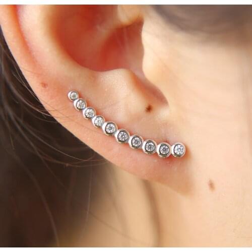 New arrive 2017 summer new design 100% 925 sterling silver Sweep climber long cz earring for women