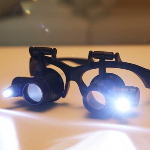 Portable Lens Observation Magnifying Headband Eyewear Head Wearing Magnifier Glasses with LED Observation Headband