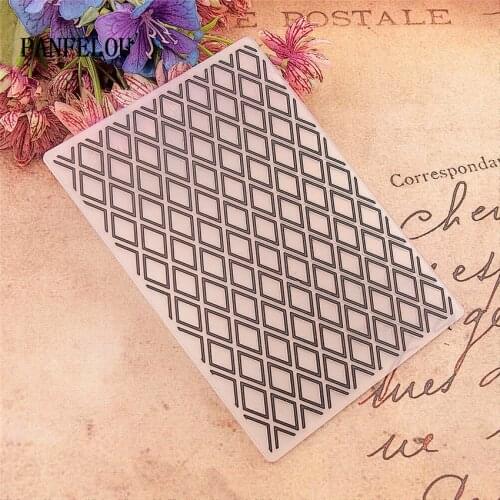 PANFELOU 10.5*14.8 Diamond mesh Embossing folders Plastic Scrapbooking DIY Template Fondant Cake Photo Album Card Making