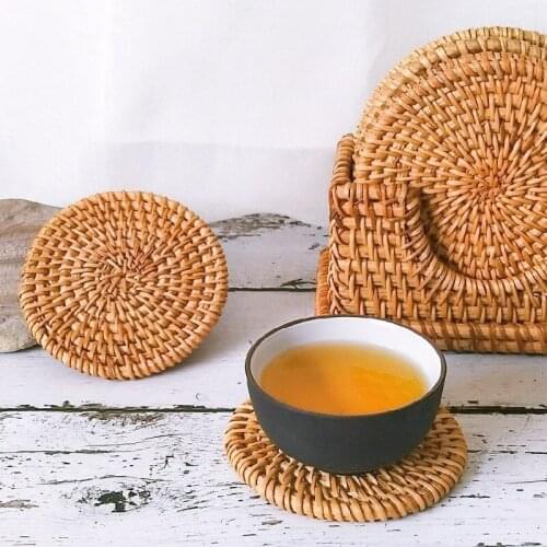 6pcs/set Coasters for Drinks, Handmade Woven Coasters for Table Protection, Heat-Resistant Braided Coasters