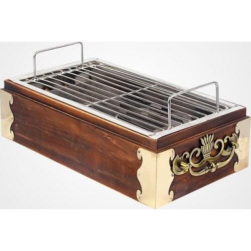 Portable charcoal bbq grills table barbecue grill wood box mini bbq grill bar household outdoor stove 034