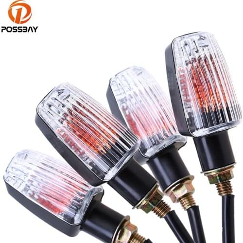 POSSBAY 4pcs 12V Motorcycle Indicators Flasher Front Back Turn Signal Light for Honda Harley Chopper Bobber Cafe Racer Light