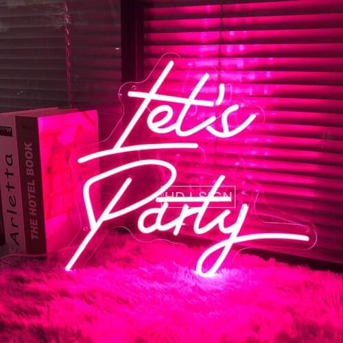Lets Party Custom LED Neon Sign Wall Decor For Family Birthday Xmas Party Bar Cafe Store Restaurant Club Decorative Light