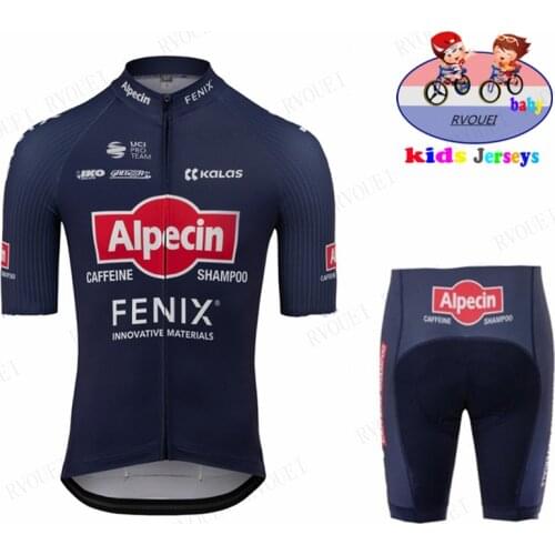 Cycling Jersey Set Shorts Fluorescent Pink Children ALPECIN-FENIX Baby Breathable Kids Bike Clothing Boys Girls Summer Bicycle