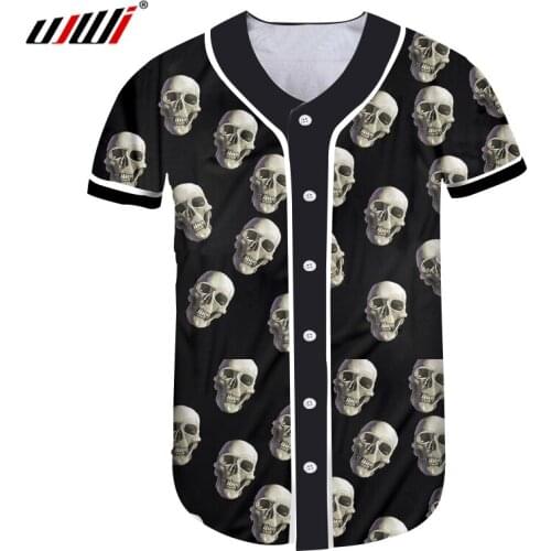 UJWI Men Baseball Jersey Shirt New style 3D Printed A group of skulls Hiphop Oversized Clothing Unisex Spring Drop