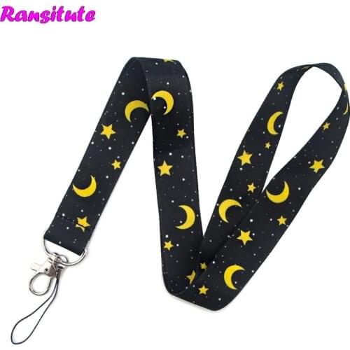 Ransitute Moon Neck Strap Lanyard multi-function Key ID Card Gym Card Mobile Phone Strap Mobile Phone Decoration R819