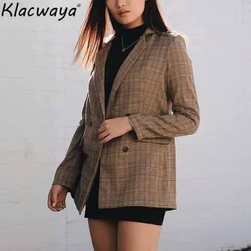 New vintage women striped long jackets 2019 autumn fashion ladies notched collar coats female double-breasted coat feminine chic