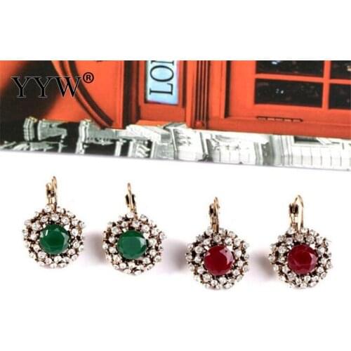 2019 Rhinestone Women Drop Earring Green Red Crystal Lever Back Earring Luxury Exquisite Ear Jewelry Femme Brinco Oorbellen
