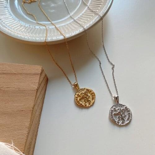 Silvology 925 Sterling Silver Ancient Roman Handmade Lion Pendant Necklace Irregular Texture Necklace for Women Designer Jewelry