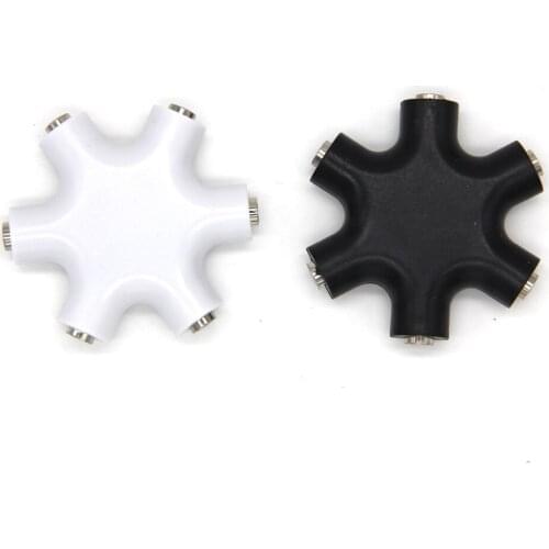 1pcs 3.5mm Jack 6 Multi Port Aux Headphone Splitter Audio Cable Adapter Converter for Phone PC Laptop