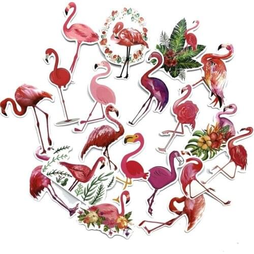 10 Sets=190PCS Pink Flamingo Sticker Water Cup Computer Waterproof Sticker