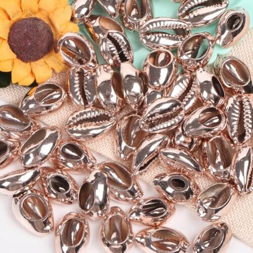 10 Pcs Natural Rose Gold Beach Shell Beads For Jewelry Making 10-20mm Oval Shape Beads Diy Charm Necklace Bracelet Accessory