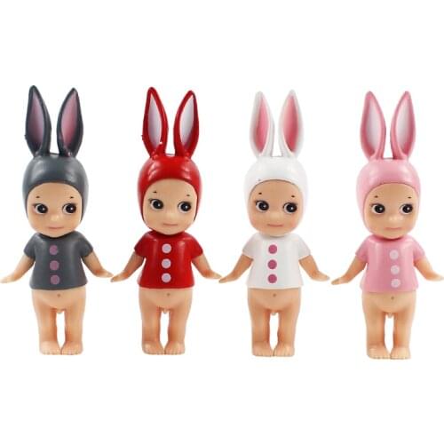 10cm 4pcs/lot Kewpie Figure Toys Sonny Angel Cartoon Animals Rabbit Doll PVC Figure Model Toys Doll Kids Gifts