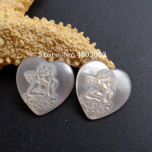 100pcs/lot Natural Heart Thinker Angel Mother of Pearl Shell Beads Heart Madonna Pearl Shell MOP for DIY Jewelry