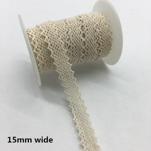 2 Yards/lot 15mm Wide Apparel Sewing Fabric Trim Cotton Crocheted Lace Fabric Ribbon Handmade Accessories #FF18