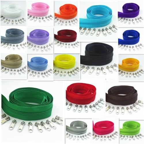 20 Meters 3# nylon coil zipper can be used for DIY sewing clothing accessories (20 colors)30 zipper pullers