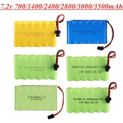 7.2V NI-MH NI-CD battery 700mAh/1400mAh/2400mAh/2800mAh/3000mAh /3500mah for RC Toys Cars Trucks Tank Guns RC TOYS 7.2v battery