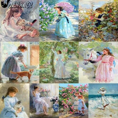 Diamond Painting Oil Painting Girl 5D Diy Wall Art Abstract Garden Sticker Diamond Embroidery Modern Room Decoration Gift
