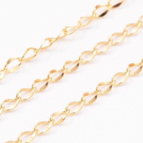 20m/roll 2mm 304 Stainless Steel Soldered Twisted Chains Curb Chains Golden for Jewelry Making DIY Bracelet Necklace Supplies