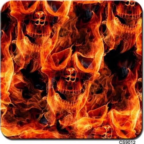 CS9012 1M*10M Flame Skull Water Liquid Dipping Hydrographic Films Flame Red Blue Green Skulls Film Water Transfer Printing Film