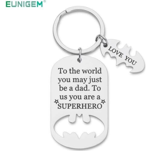 Fathers Day Gifts Dad Birthday Keychain for Daddy Step Dad To Be Husband From Daughter Son Wife Kids I Love You Key Ring Pendant