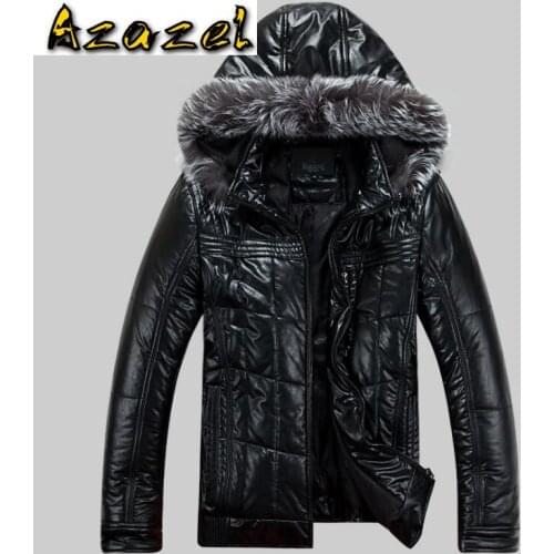 Hot 2020 Brand Korean Plus Size Mens Leather jacket Men Warm Outwear Mens Winter Hooded Coats male Slim Fashion Jackets S-4XL