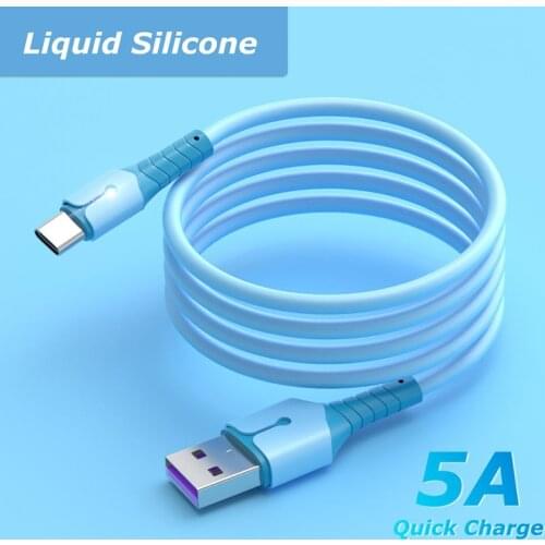 USB Cable Super Fast Charge 5A Liquid Silicone Micro USB Type C Data Cable Samsung Xiaomi Huawei One Plus Phone Charging Wire